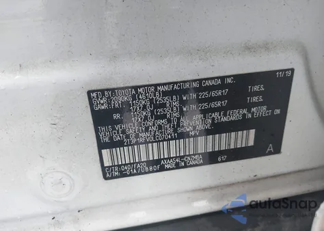 2020 Toyota Rav4 Xle z USA, uszkodzony, nr VIN 2T3P1RFV0LC070411